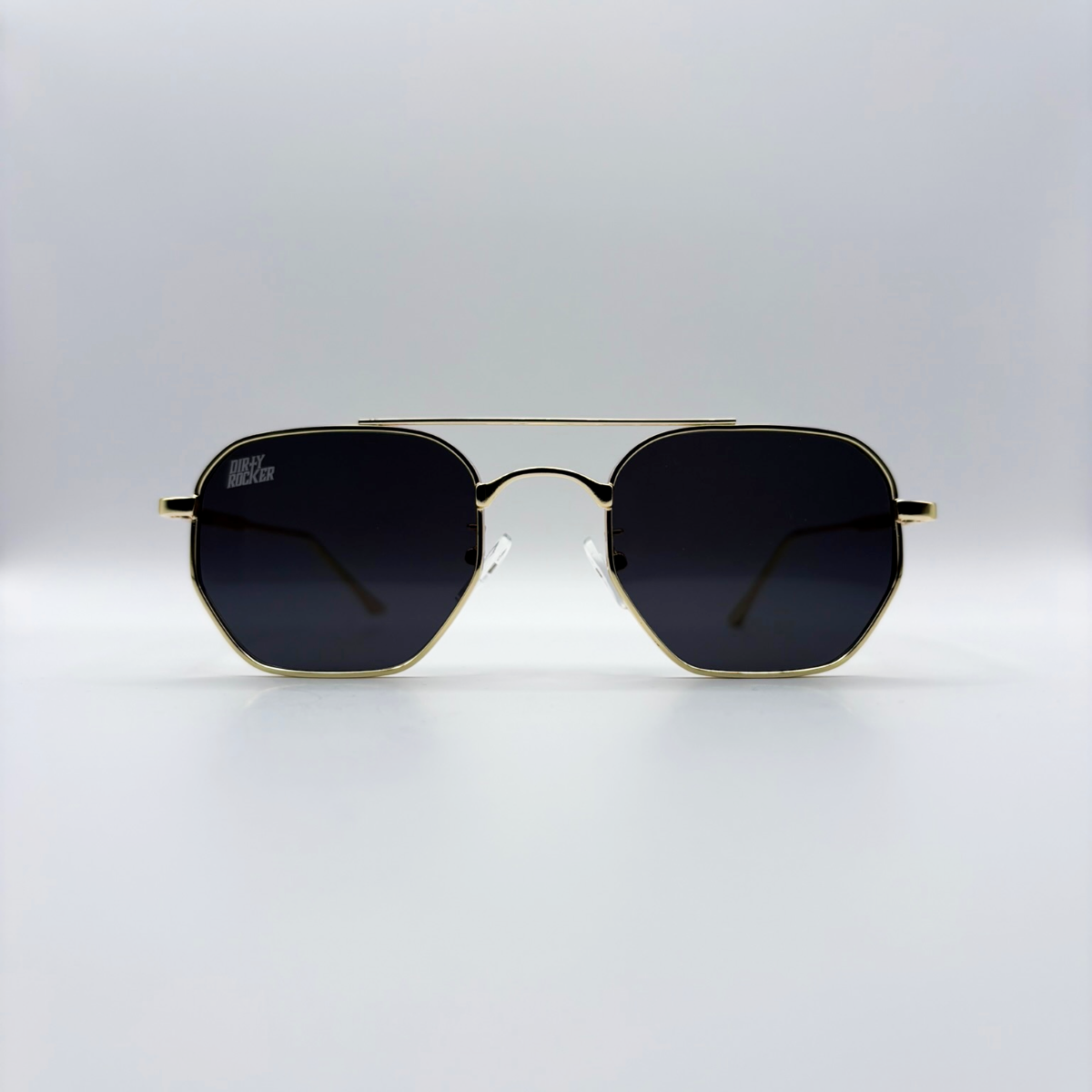 Close-up of black unisex vintage inspired sunglasses from independent rock ’n’ roll–inspired eyewear brand Dirty Rocker 